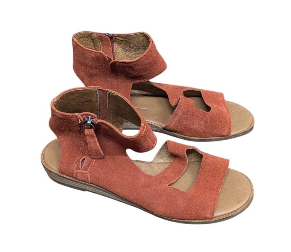 Anthropologie Gee WaWa Farrah Leather Suede Sandals Size 8 Women's Rust Orange